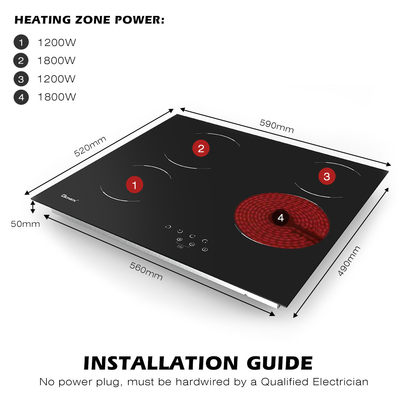 Mua 220V-240V 4 Burner Electric Cooktop Được xây dựng trong 24 Inch Ceramic Cooktop 6000W online manufacture