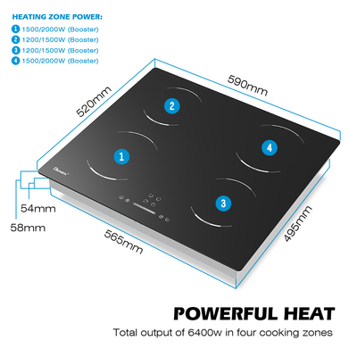 Mua 60cm 4 Đốt bếp điện 4 Zone Induction Hob 6400W GIB464SC online manufacture
