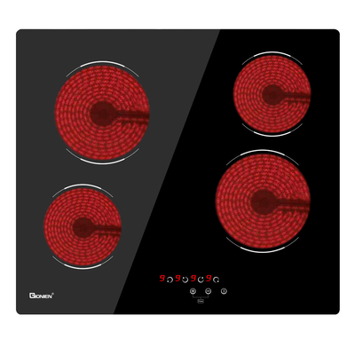 60cm Electric Ceramic Cooktop Burner Được xây dựng trong Black Glass Cooker với 4 khu vực nấu ăn