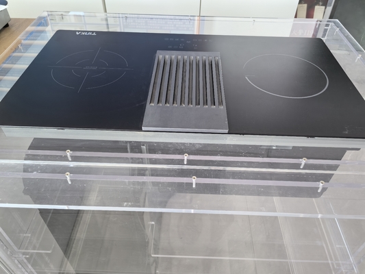 60cm Điện 2 Zone Induction Hob với tích hợp trong Downndraft Extractor Hood với 3 tốc độ Max 504m3/Hour Và Touch Control Panel
